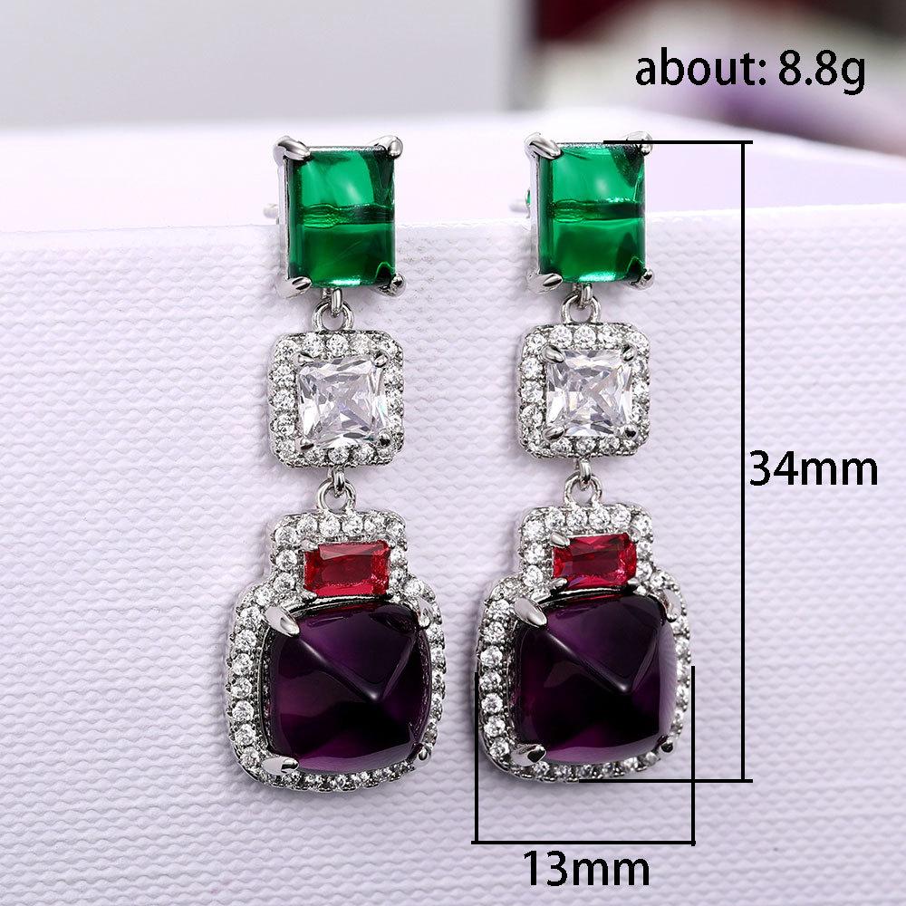 Wind Luxury Emerald Contrasting Earrings, High-End Celebrity Earrings, Fashion Dinner With Earrings