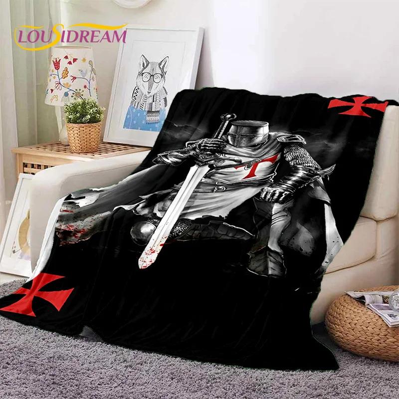 Knight Templar Cavalier Crusaders Cartoon Soft Flannel Blankets,Throw Blanket Comfortable Blanket for Picnic Beds Home Bedroom