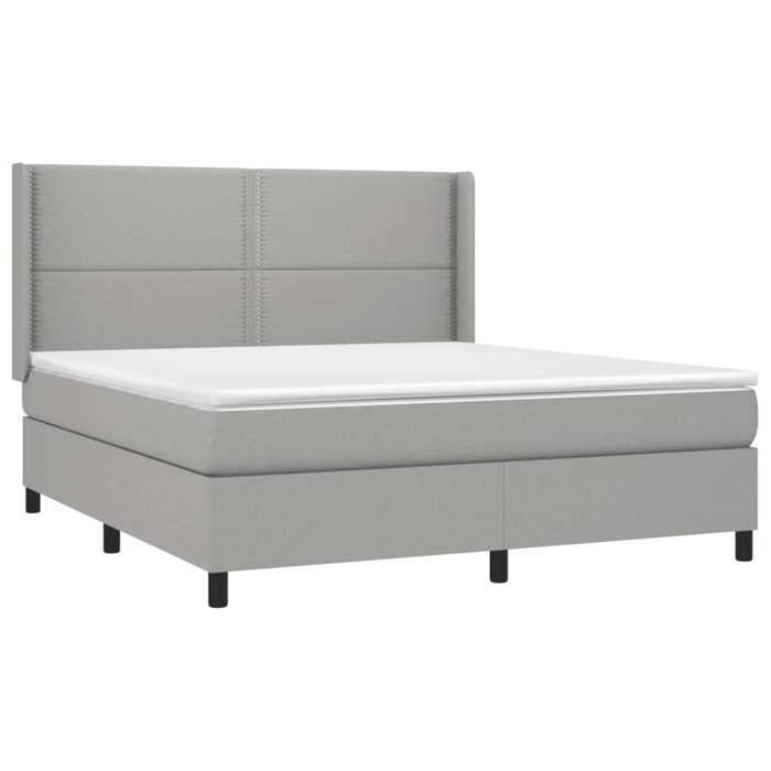 3131369 vidaXL Lit à sommier tapissier avec matelas Gris clair 180x200cm Tissu
