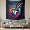 Electric Guitar with Colorful Music Notes Patterned Tapestry Decorative Wall Hanging, Home Bedroom Living Room Decor