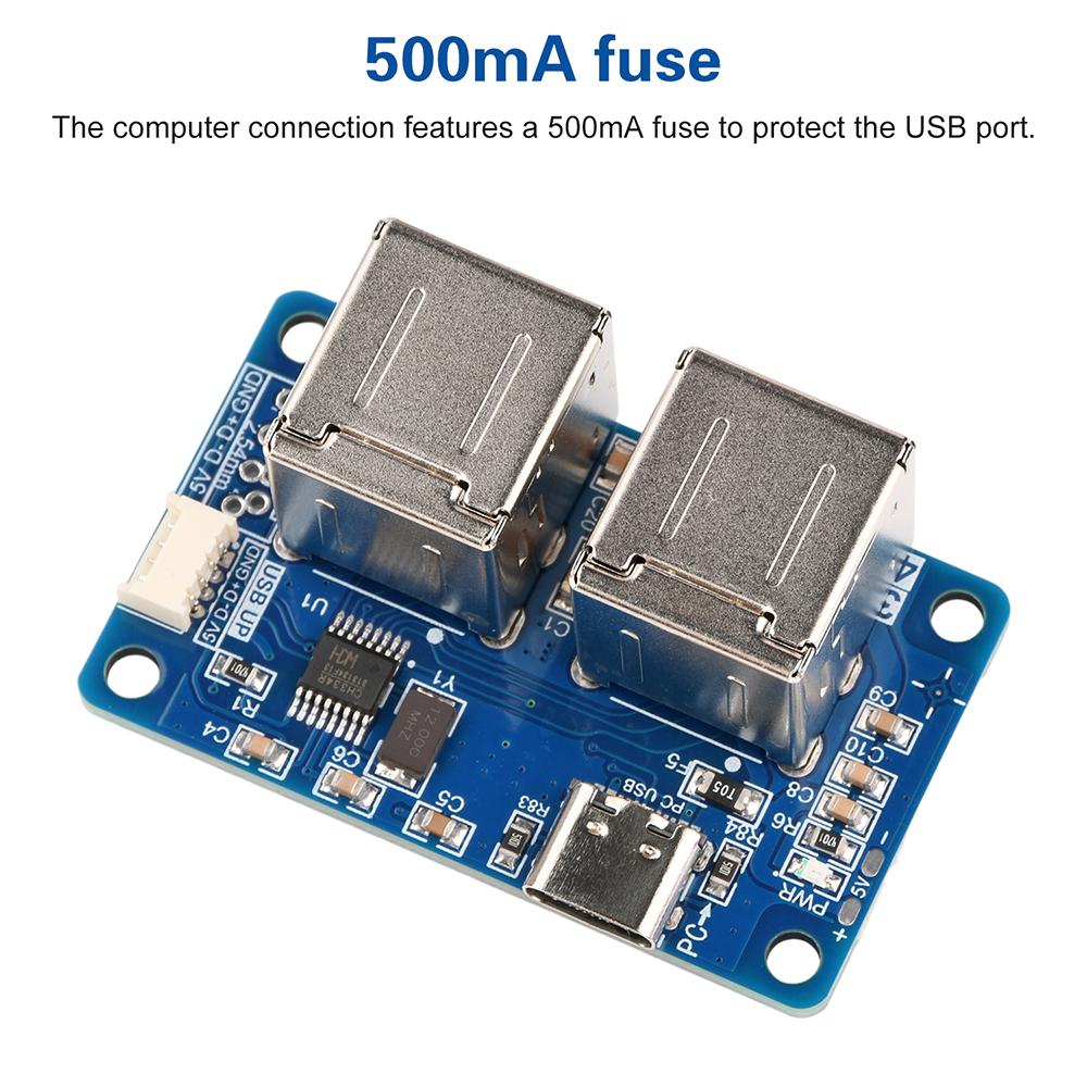 USB 2.0 Hub 1 to 4 Port Hub Splitter Module USB Dual-Layer Plug-and-play Driver-free for Windows 500mA fuse Protection Type-C