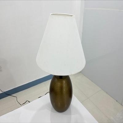 Table Lamp Shade Fabric Antique Raw Brass Base Tables Lamps Lights 20" Home Decorative