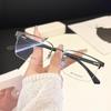 Men's Vintage Semi-Rimless Non-Magnetic Eyeglasses with Anti-Blue Light for Larger Faces (Prescription-Compatible).