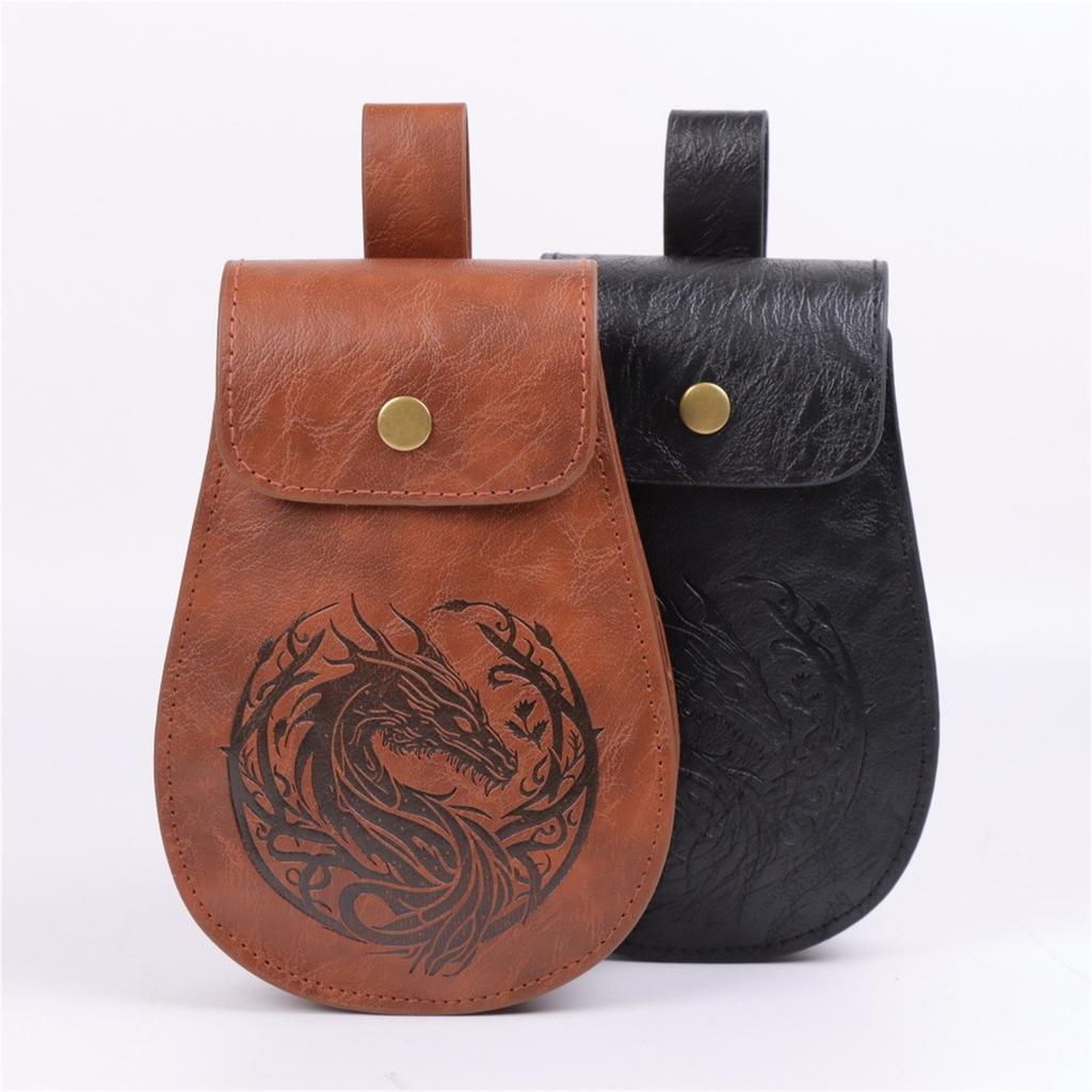 Medieval Belt Bag With Adjustable Strap For Coins Keys Essential PU Leather Waist Bag Unisex Cosplay Costume Accessory