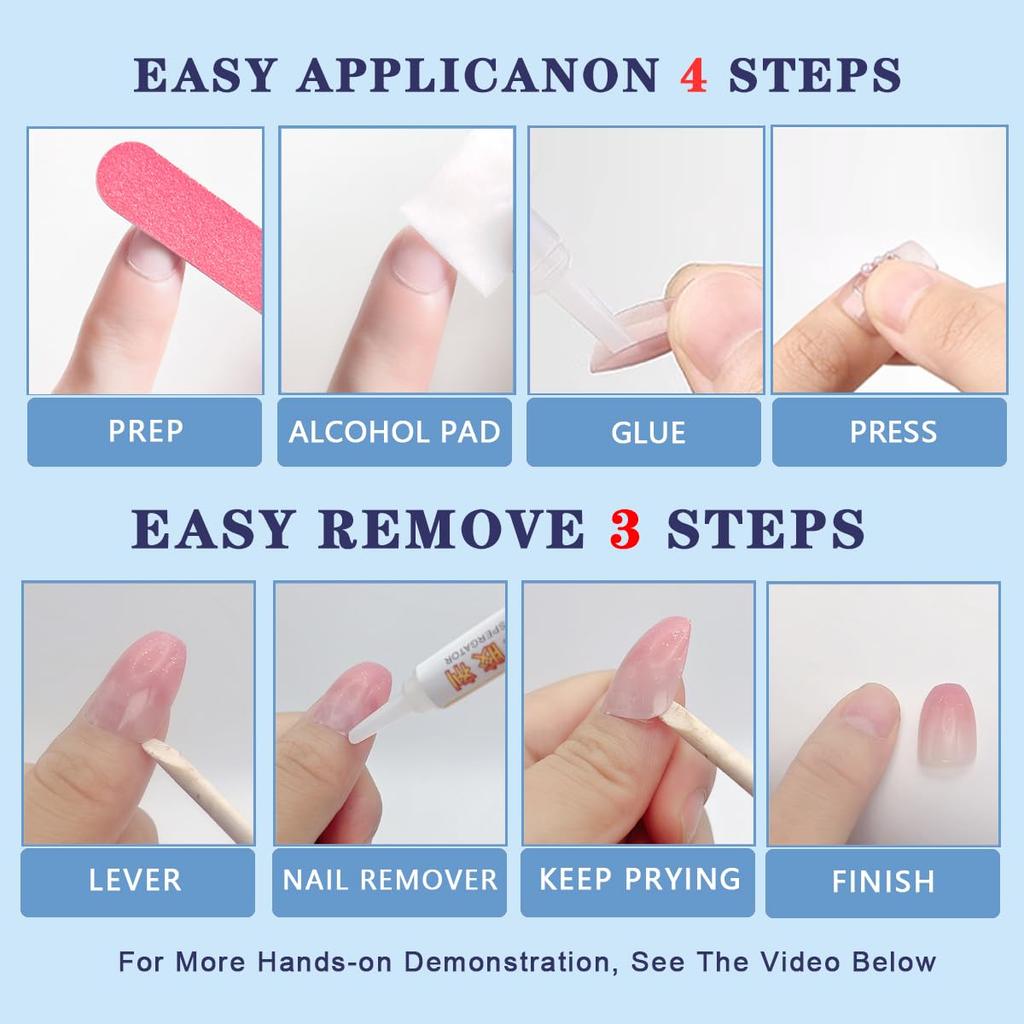 Press On Nails High Fashion Deep Sea Waves Blue Painted Short Medium Square Wearable Nails 12 Sizes - 24 Pcs Gel False Nail Set