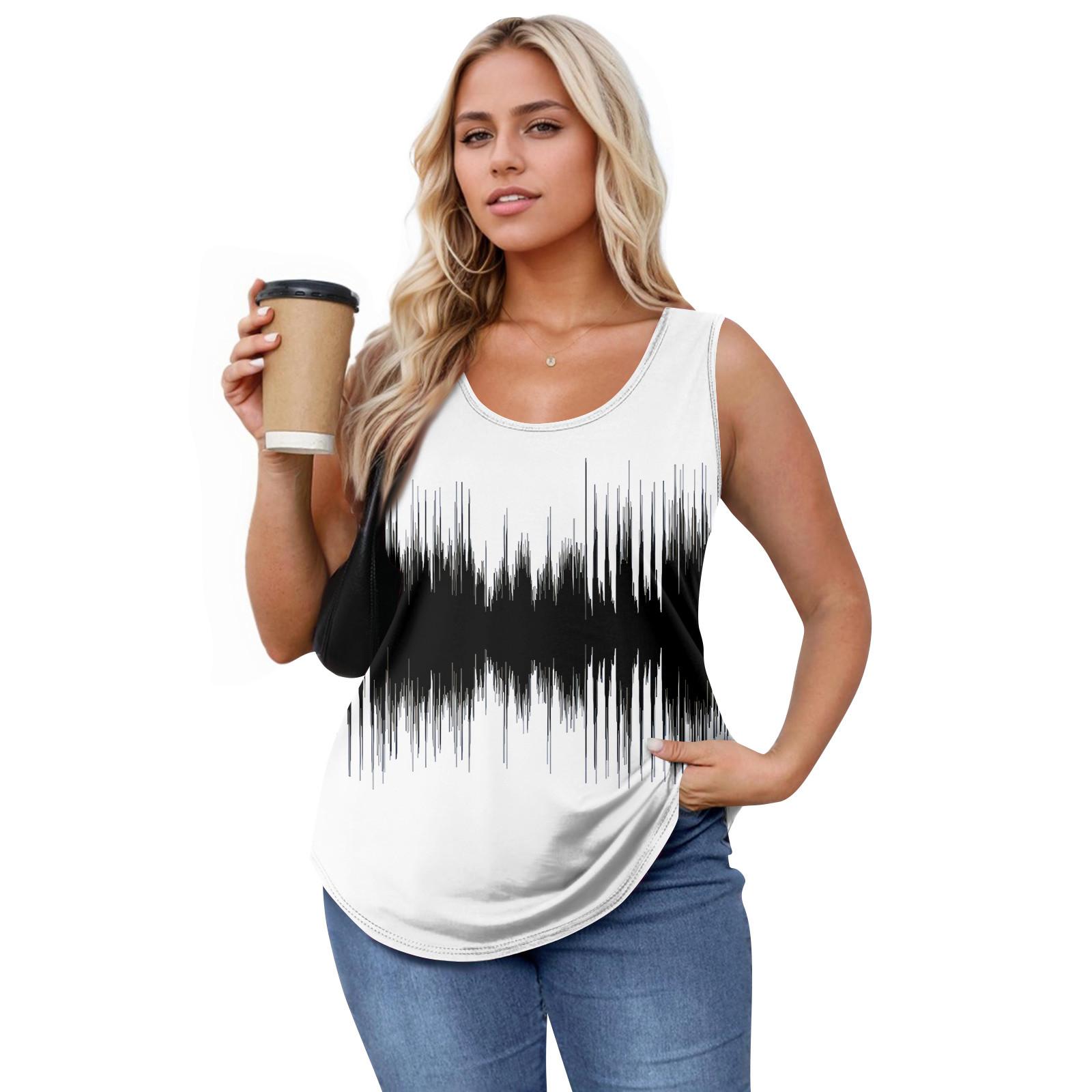 

Женская майка для девочек с принтом, повседневная майка, майки для женщин, свободный крой, топы без рукавов, струящиеся XL белый