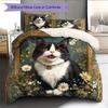 Beautiful Cow Cat Pattern Bedding Home Decoration Birthday Gift (1 * duvet cover + 2 * pillowcase, without core)