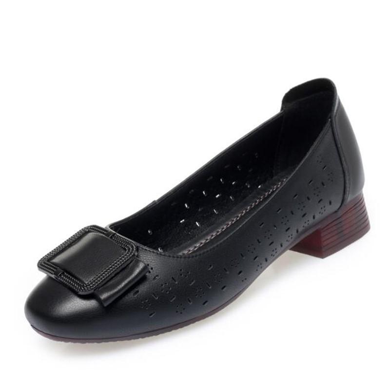 Chaussures en maille femmes été en cuir véritable chaussures pour femmes mode évider respirant maille chaussures pour femmes