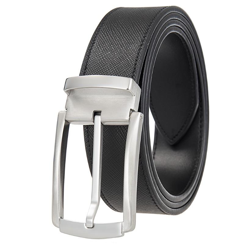 Pin Buckle Belt, Punched Belt, Men First Layer Cowhide Belt