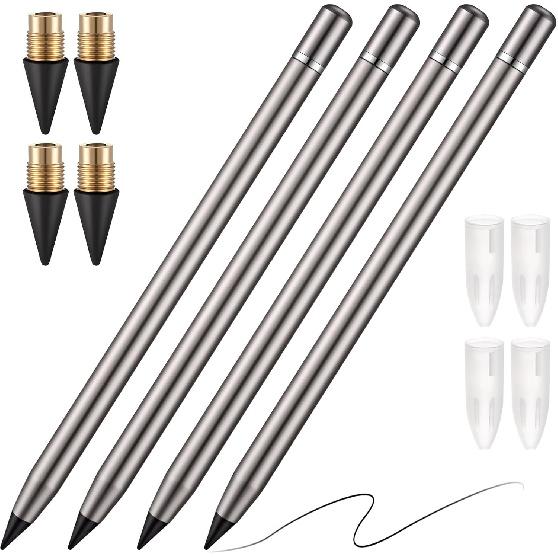Outus Metal Inkless Pen Inkless Erasable Metallic Aluminum Pencil with Eraser for Writing Drafting Drawing Home Office School Supplies(Black) чёрный