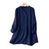 Damen Muslimische Oberteile V-Ausschnitt Blusen Pullover Einfarbig Lässig Taschen Knopf Leichte Dehnung Locker