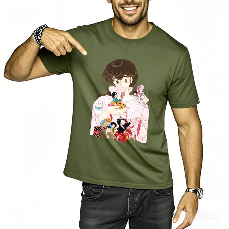 Tshirt Men Adult New Teeshirts Anime Girl With Pets Short Sleeve Classic Tshirt Cool Cotton Essential Teeshirts