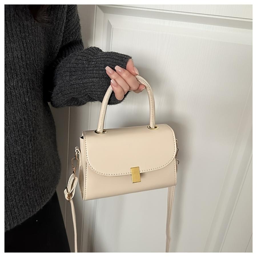 Korean style, solid color, simple small square handbag for women, elegant tote bag, suitable for commuting to work, shopping, dates, and casual wear.
