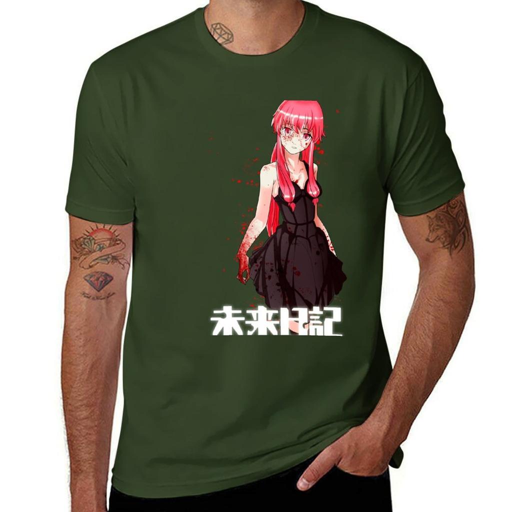 Mirai Nikki Tshirt Korean Fashion Aesthetic Clothes Animal Prinfor Boys Blacks Slim Fit T Shirts for Men