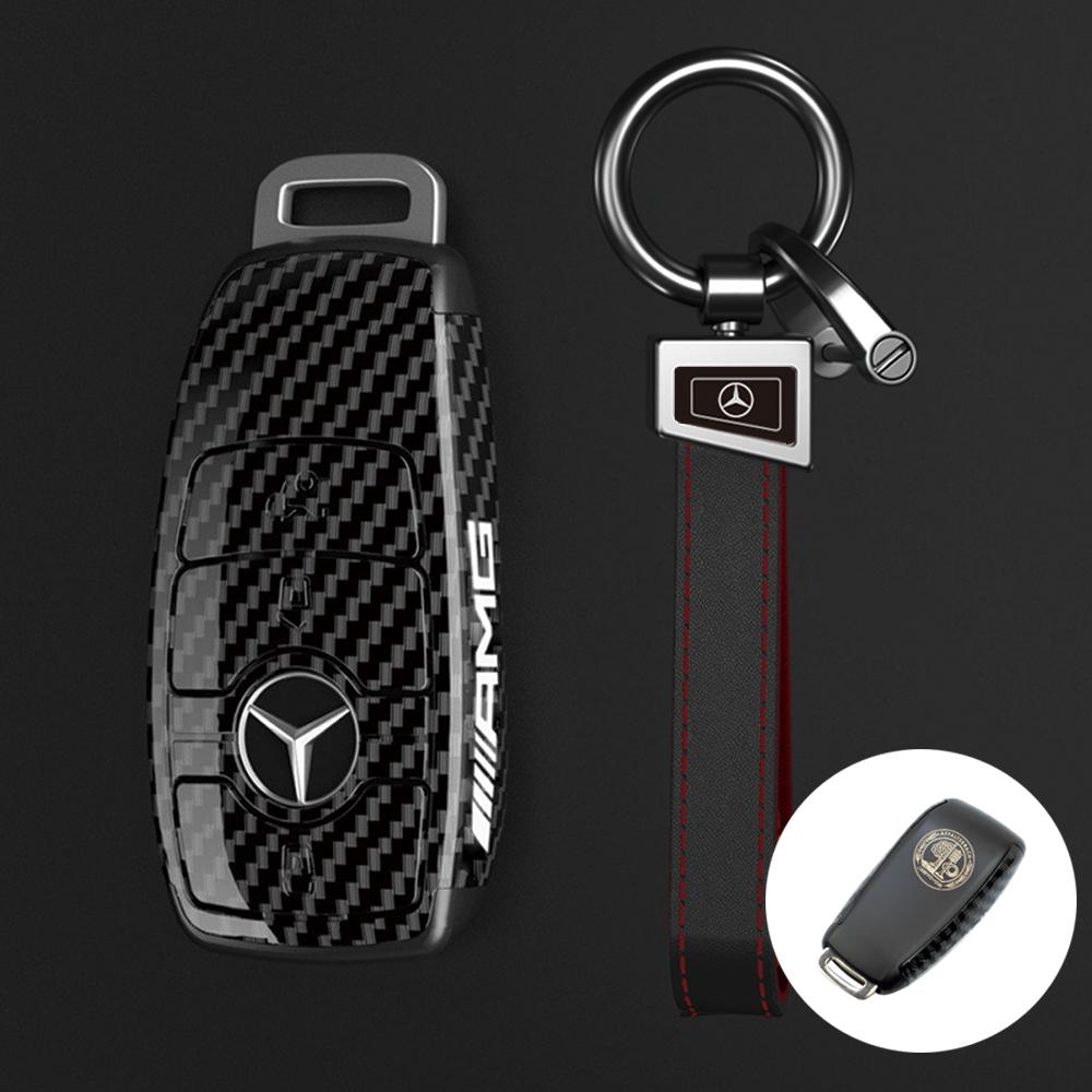 Neue PC Kohlefaser Autoschlüsselanhänger Für Mercedes Benz AMG A C E S G Klasse GLC CLE CLA GLS W205 Auto Schlüsselhülle Schlüsselanhänger Zubehör BD1