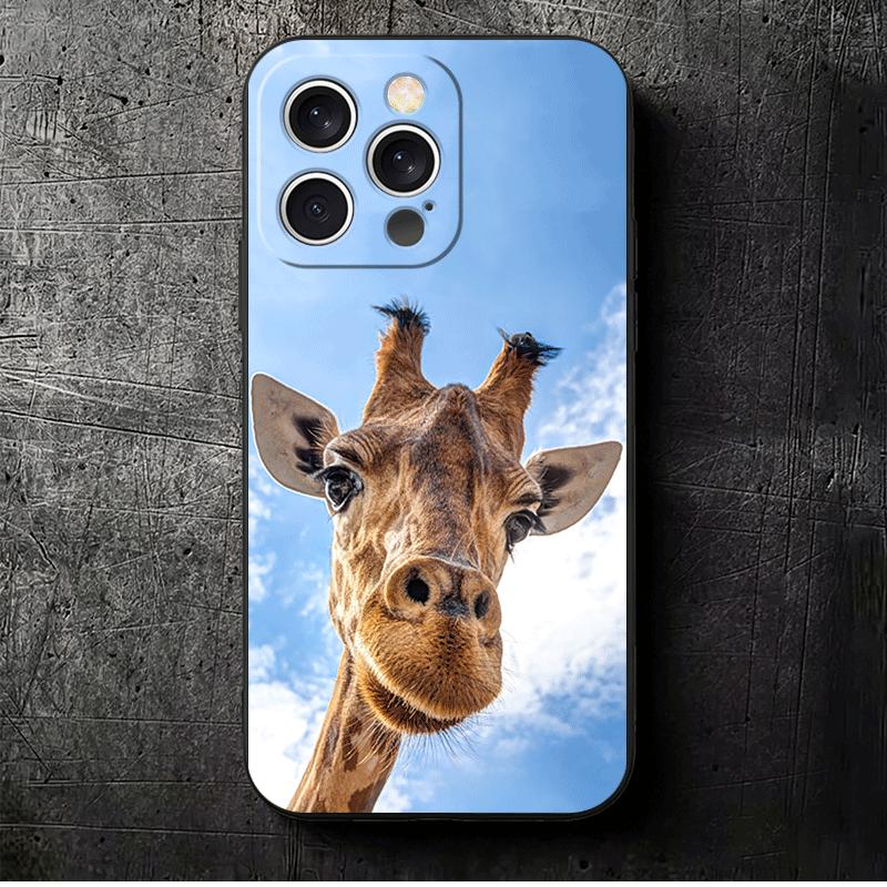 

Giraffe Animal Pattern Soft Phone Case for iPhone 16 16E 17 Air 15 Pro Max 14 Plus 13 Mini 11 12 7 Black Cover Back Shell iPhone 16 Pro