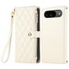 For Google Pixel 9/9 Pro Case Multi Card Slots Zipper Rhombus Leather Phone Cover with Wrist Strap