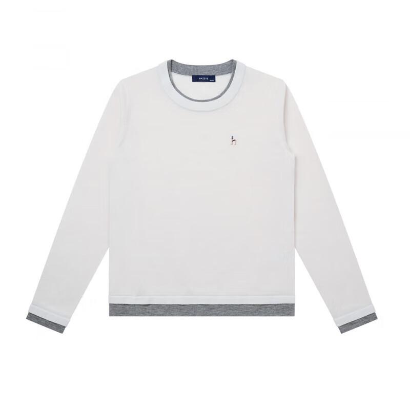 HAZZYS Women's Faux Two-Piece Contrast Pullover Wool Sweater