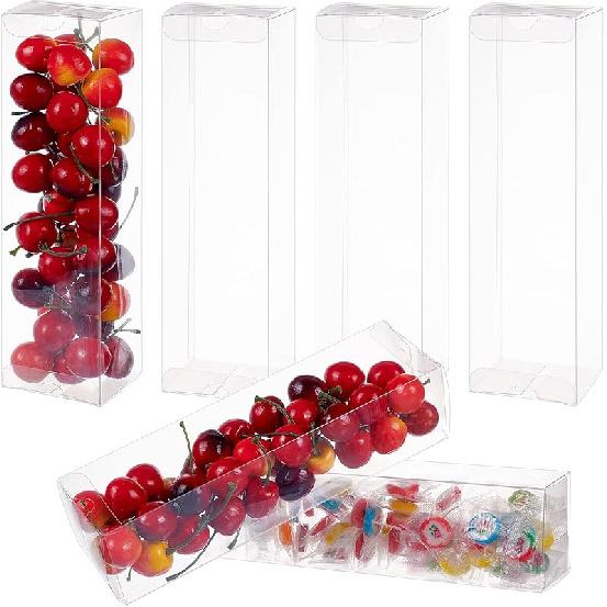 BENECREAT 30PCS 2.3x2.3x4 Film Covered Clear Plastic Party Favor Box for Wedding Party Decor, Choclates, Candy Cookies Favors, Mother s Day Festival 2.5x2.5x9.5 Inch