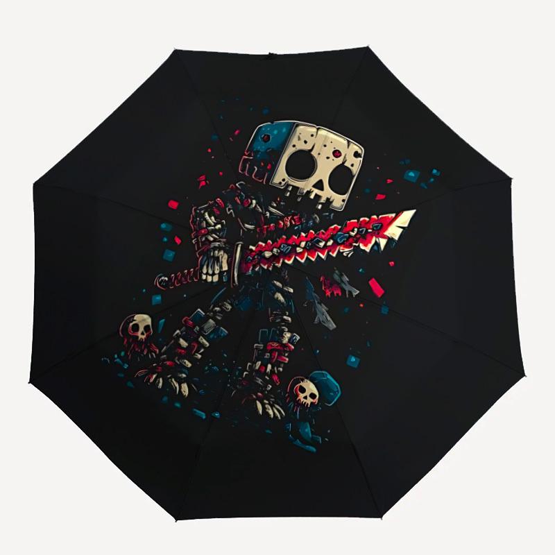 

1pc Skull Warrior Automatic Open/close Umbrella, 8-Rib sturdy structure, Portable Travel Umbrella, Parties, Everyday Use, Outdoor Accessory,