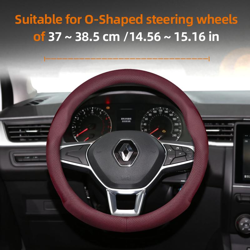 ZKMD1 Suitable for Renault Ultra-Thin Breathable Leather Steering Wheel Cover Suitable for Megane 3 2 4 Clio4 5 Captur Trafic
