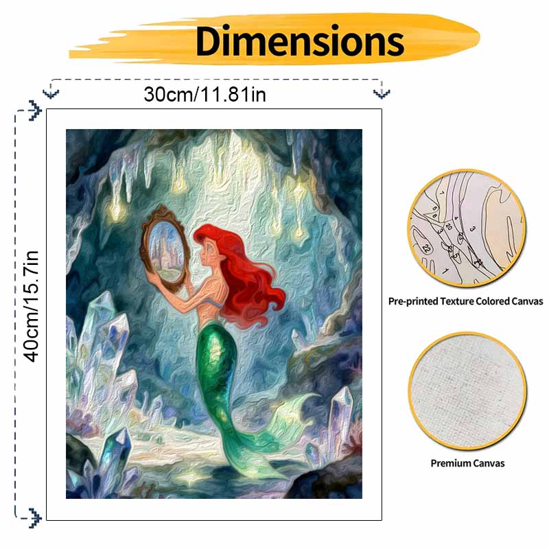 Disney Mermaid Digital Oil Painting Diy Oil Painting Hand Painting Living Room Bedroom Decoration Painting