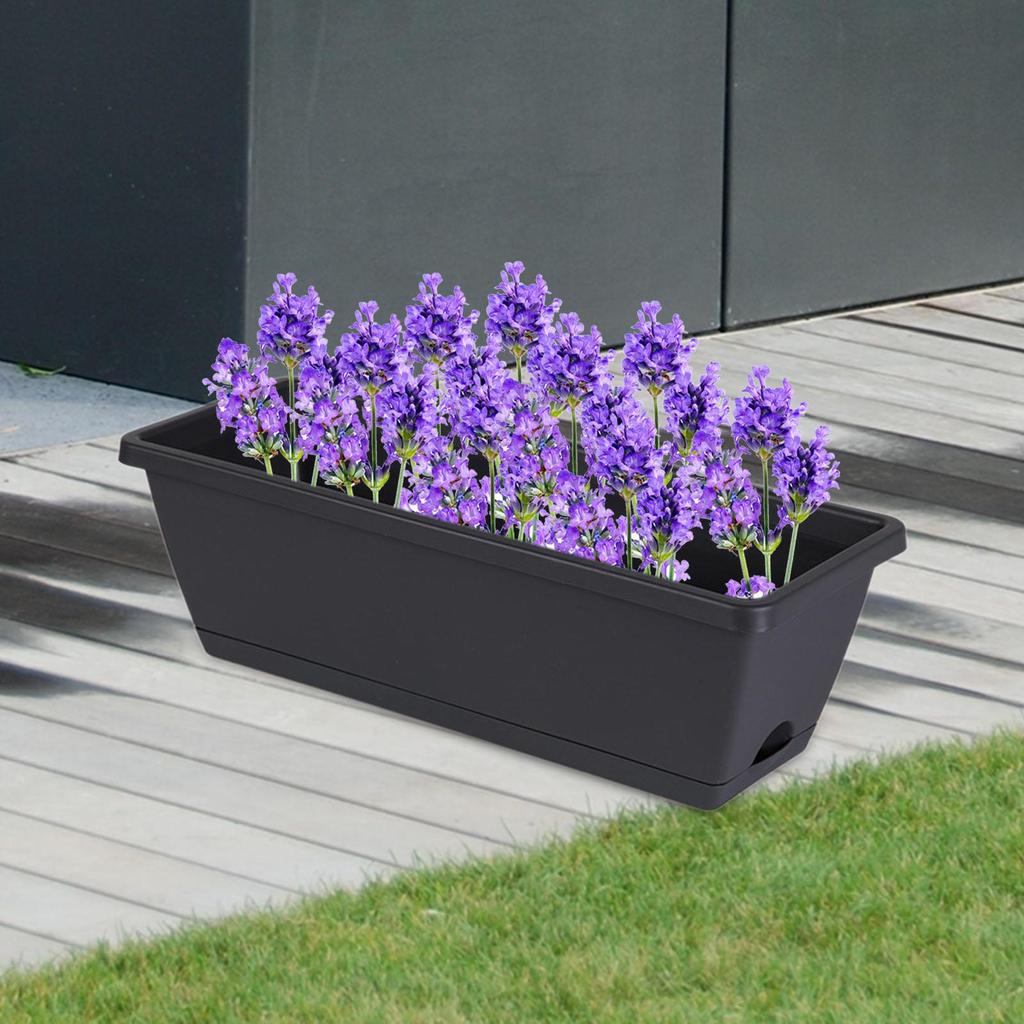 1 Pieces Window Box Planter Rectangle Plant Containers Decors with Drainage Holes Flower Pot Plant Pot for Outdoor Garden Home