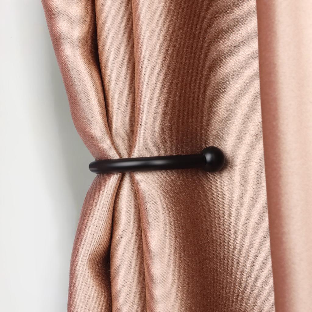 2PCS/Set Black Retro Iron Curtain Holdback Wall Hanger Mounted Metal Hooks U Shaped Curtain Loop Holder Wall Tie Back With Screw