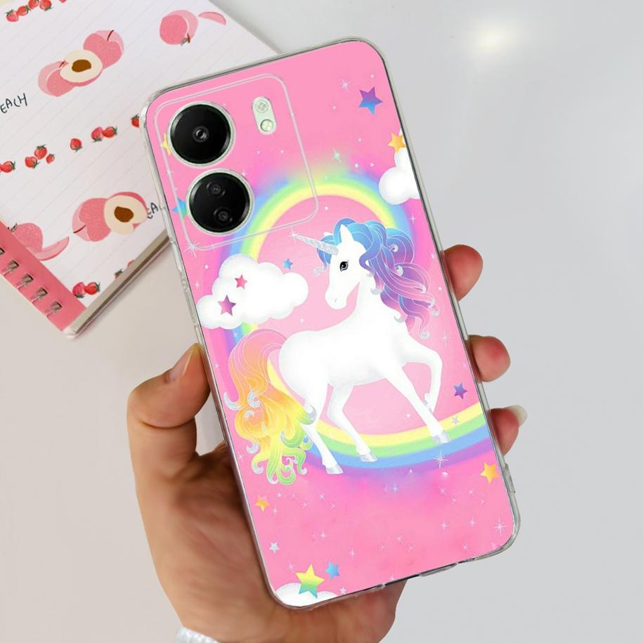 For Xiaomi POCO C65 Case Transparent Silicone Soft TPU Phone Cover For Xiaomi Mi Poco C65 Protective Bumper PocoC65 Flower Funda
