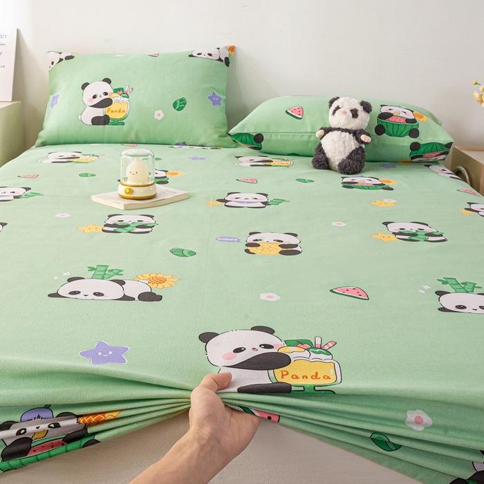 2025 New Old Coarse Cloth Printed Fitted Sheet Pure Cotton 1 Pcsfitted Sheet Protective Cover Dust Cover Non-slip Fitted Sheet