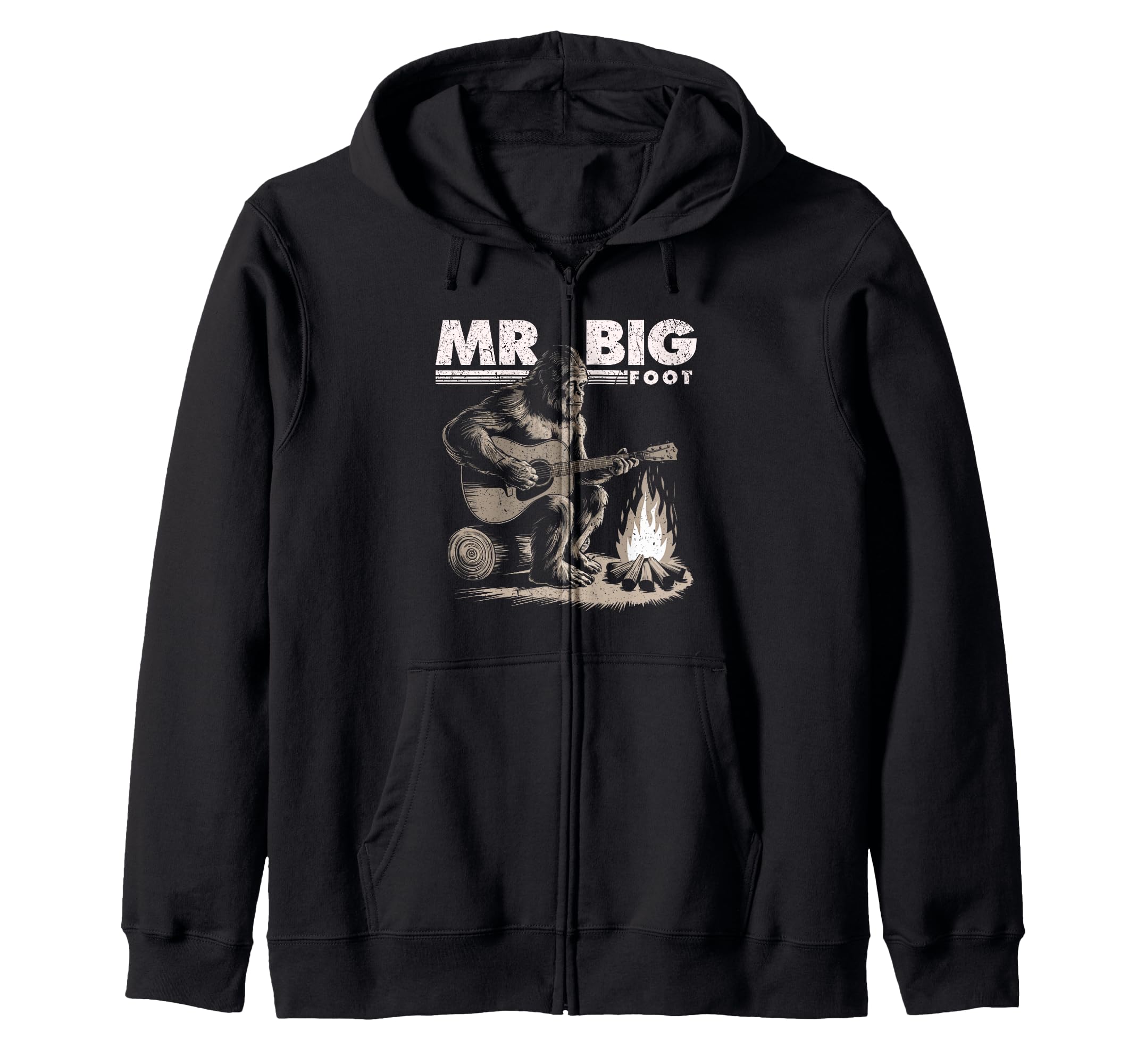 

Bigfoot Playing Guitar Funny Sasquatch Music Zip Hoodie Mr.