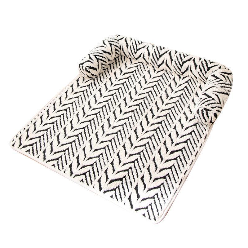 Soft Fluffy Dog Cat Bed Mat with Side Bolsters Non-Slip Bottom Washable Sofa Cushion for Indoor Outdoor Pets