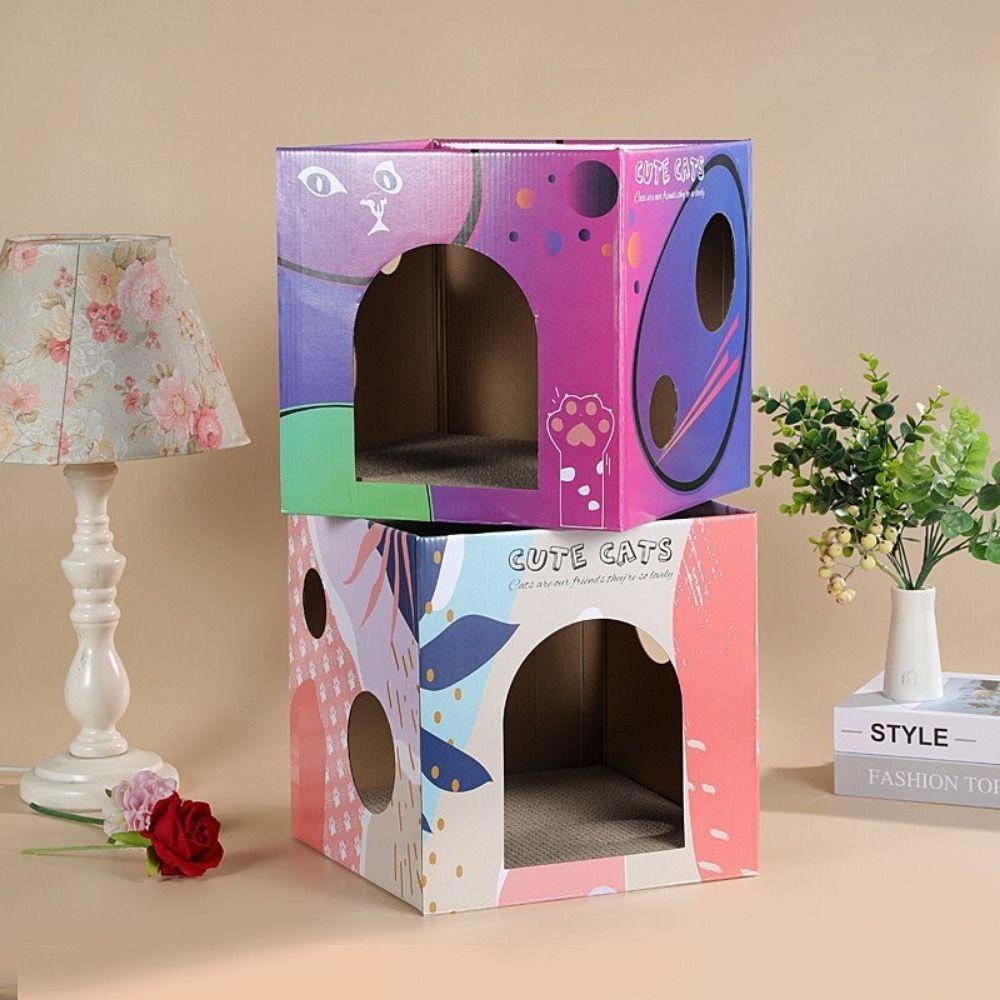 

Двухслойный кошачий гофрированный бумажный дом износостойкий кошачий скретч-пластина гнездо котенок