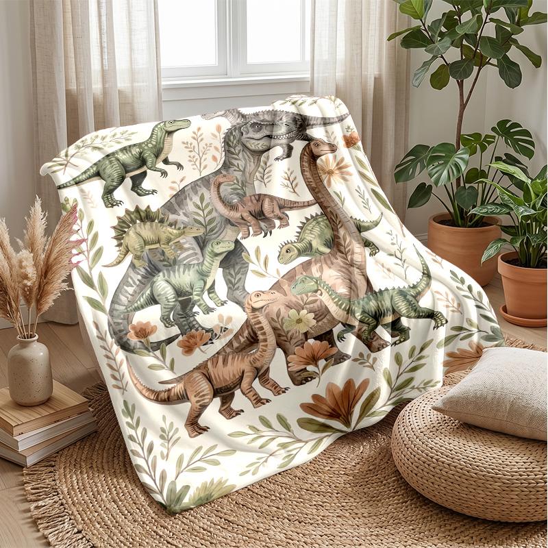 Pink Dinosaur Pattern Theme blanket Lightweight Warm Flannel Blanket Decorative Throw Blanket for Home Decoration