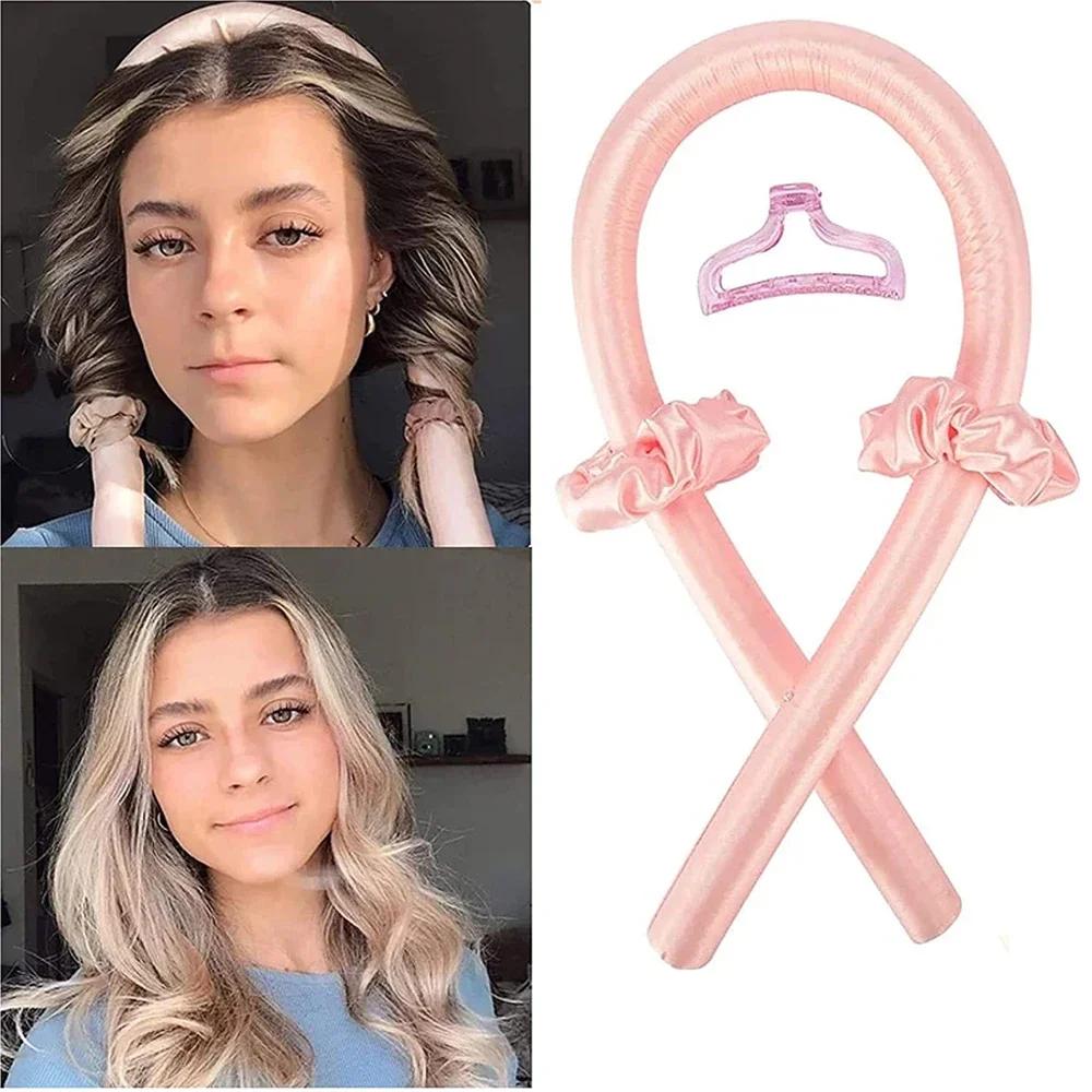 Heatless Curling Rod Headband No Heat Silk Curls Hair Products Ribbon Rollers Sleeping Soft Lazy Hair Curlers Hair Styling Amagi