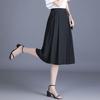 Nylon Cotton Bamboo Linen Skirt Women's Stylish Button Umbrella Skirt Young Casual Mid-length A-line Skirt Elastic Waist Skirt
