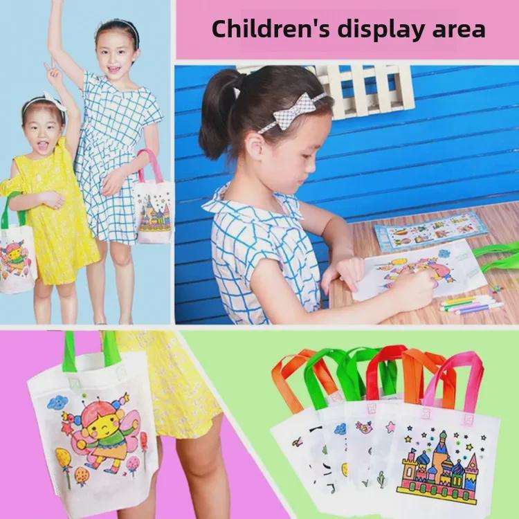 Children's Eco-Friendly DIY Graffiti Art Bag: Non-Woven, Handmade Coloring Handbag.