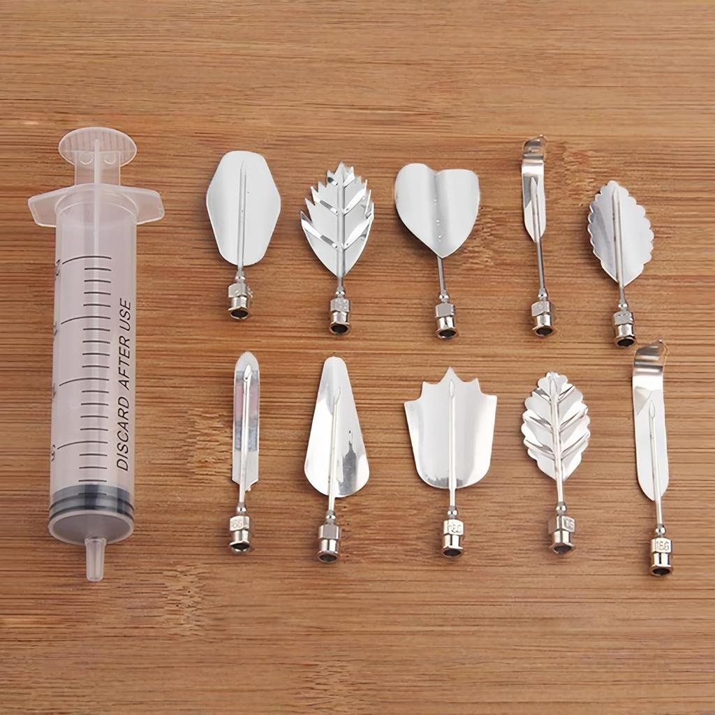 Set Unelte Artă Gelatină Oțel Inoxidabil Flori Frunze Unelte Artă Gelatină 3D Duze Budincă Ace Jello Unelte Gelatină pentru Tort