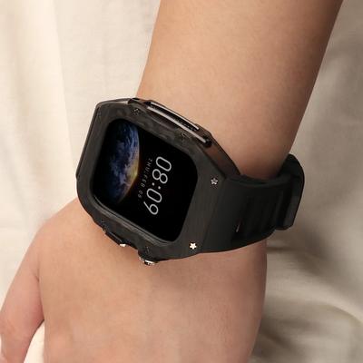 Carbon Fiber Case For Apple Watch S10 42mm 46mm Modification Kit Rubber Strap Sports for IWatch Series 10 42 46 Luxury Refit Mod
