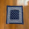 Used 70s vintage USA-made paisley pattern bandana PARIS ear vintage scarf navy