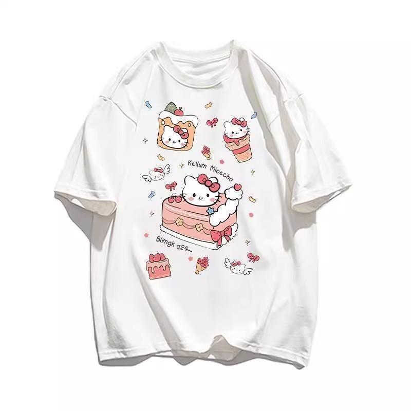 

Sanrio 2026 Лето Комикс Форма Хелло Китти Изображение 100% Хлопок Повседневная Футболка Взрослый Дети Родитель-Ребенок Топ Домашняя Одежда Y2k S