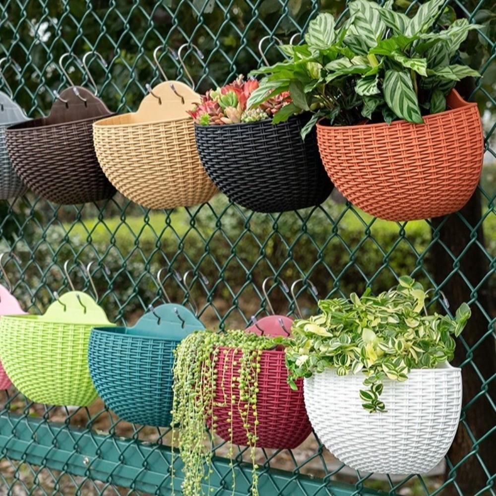 Plastic Rattan Weaving Hanging Flowerpot Wear-resistant Wall Flower Pot  Flower Shop