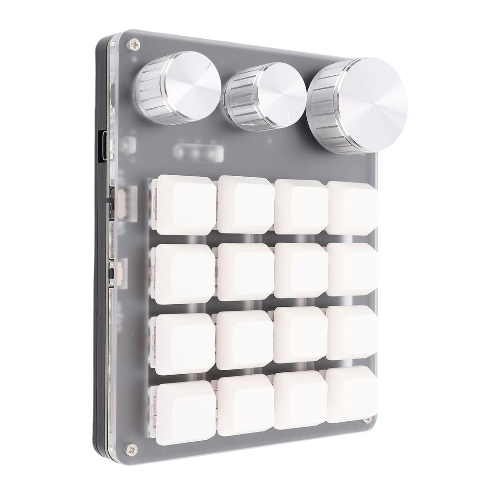 Tastatur 16 Tasten 3 Drehregler 2,4G Kabelgebunden 3 Modi Rot Mechanisches Tastaturfeld Anpassen