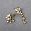 Premium Metal Copper Plated 18K Real Gold Color Matching Pearl Small Tassel Rear Hanging Stud Earrings Personalized Fashion Earrings