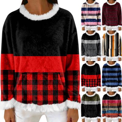 Sudadera Casual de Forro Polar para Mujer Manga Larga Cuello Redondo Casual Cómoda de Ajuste Holgado Ligera Sudadera de Franela para Mujer