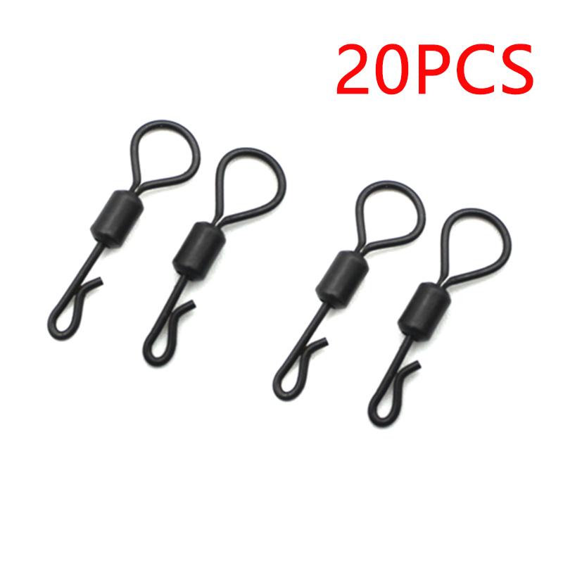 Lot De 20 émerillons à Changement Rapide Pour Pêche à La Carpe - Acier Inoxydable, 24 Mm - Matériel De Pêche Pratique
