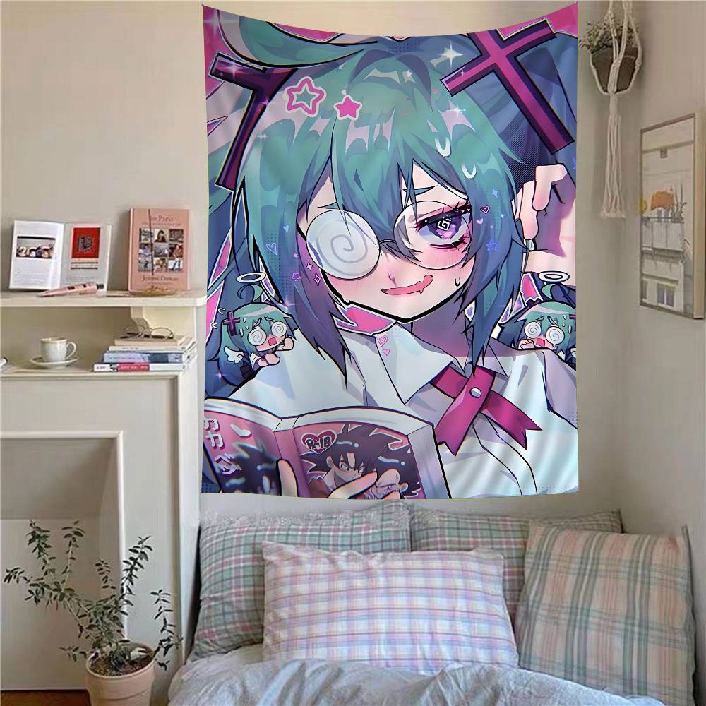 Kawaii Anime Girl Tapestry Chibi Characters Manga Print Wall Hanging Ideal for Bedroom Decor Anime Y2K Aesthetic Fans