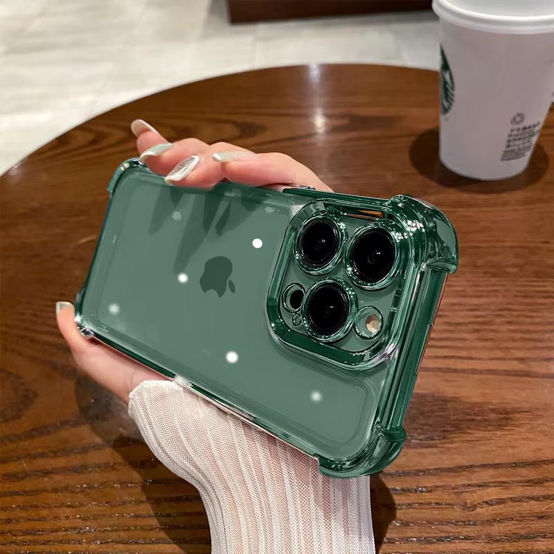 Luxury Purple Plating Clear Shockproof Phone Case For iPhone 14 13 16 15 Pro Max Plus XS XR X Four Corner Silicone Soft Cover