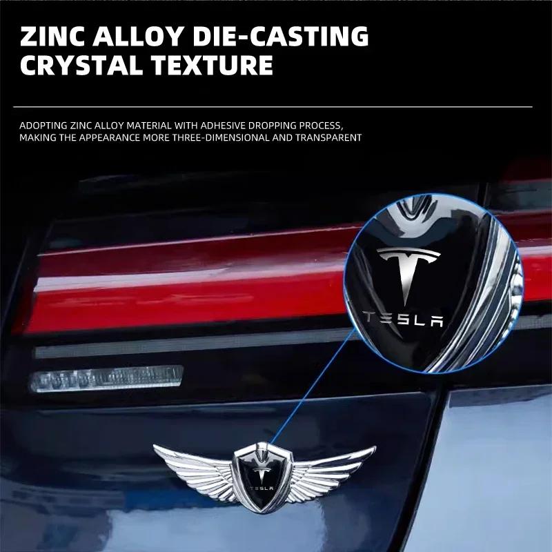 Car Styling 3D Metal Wings Trunk Side Window Body Sticker Decals For Tesla Model 3 Roadster Y Bonina Juguete Cybertruck Coil S X