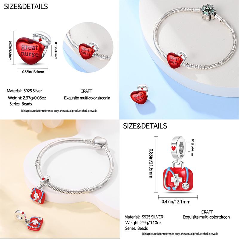 New 925 Silver Medical Kit Stethoscope Professional Series Charms Beads Fit Pan Bracelets DIY Jewelry Gifts